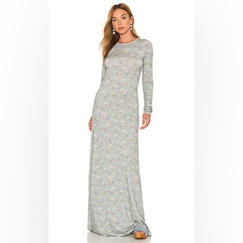 LoveShackFancy Bricken Maxi Dress in Sky Gray